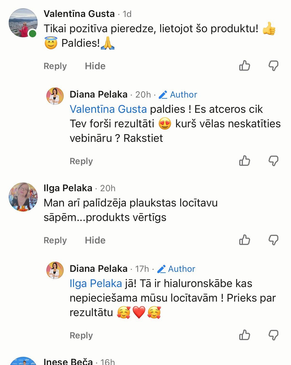 Klientu Valentina Gustas, Ilgas Pelakas un Ineses Bečas atsauksmes