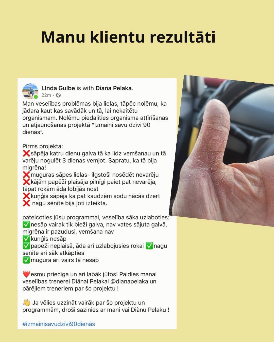Lindas Gulbes rakstiskā atsauksme par pieredzi labsajūtas programmā